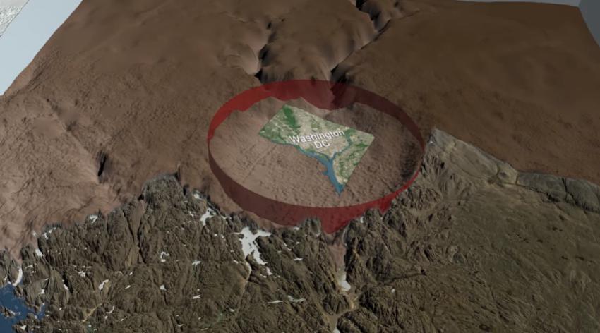 Исследователи обнаружили огромный кратер во льдах Гренландии